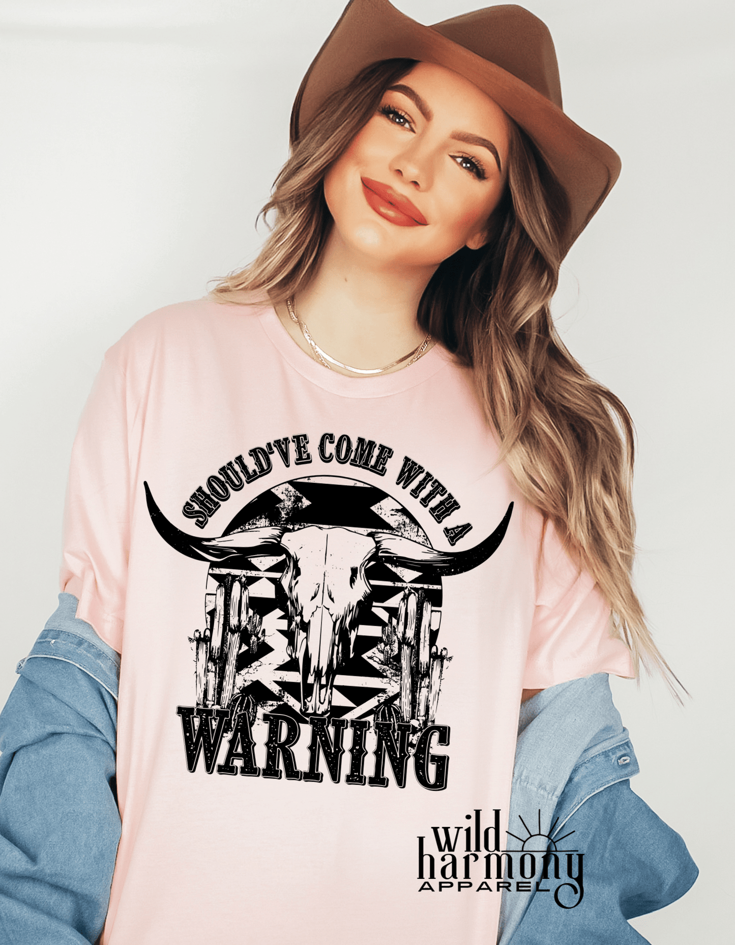 Should've Come with a Warning Skull Blush Pink T-Shirt