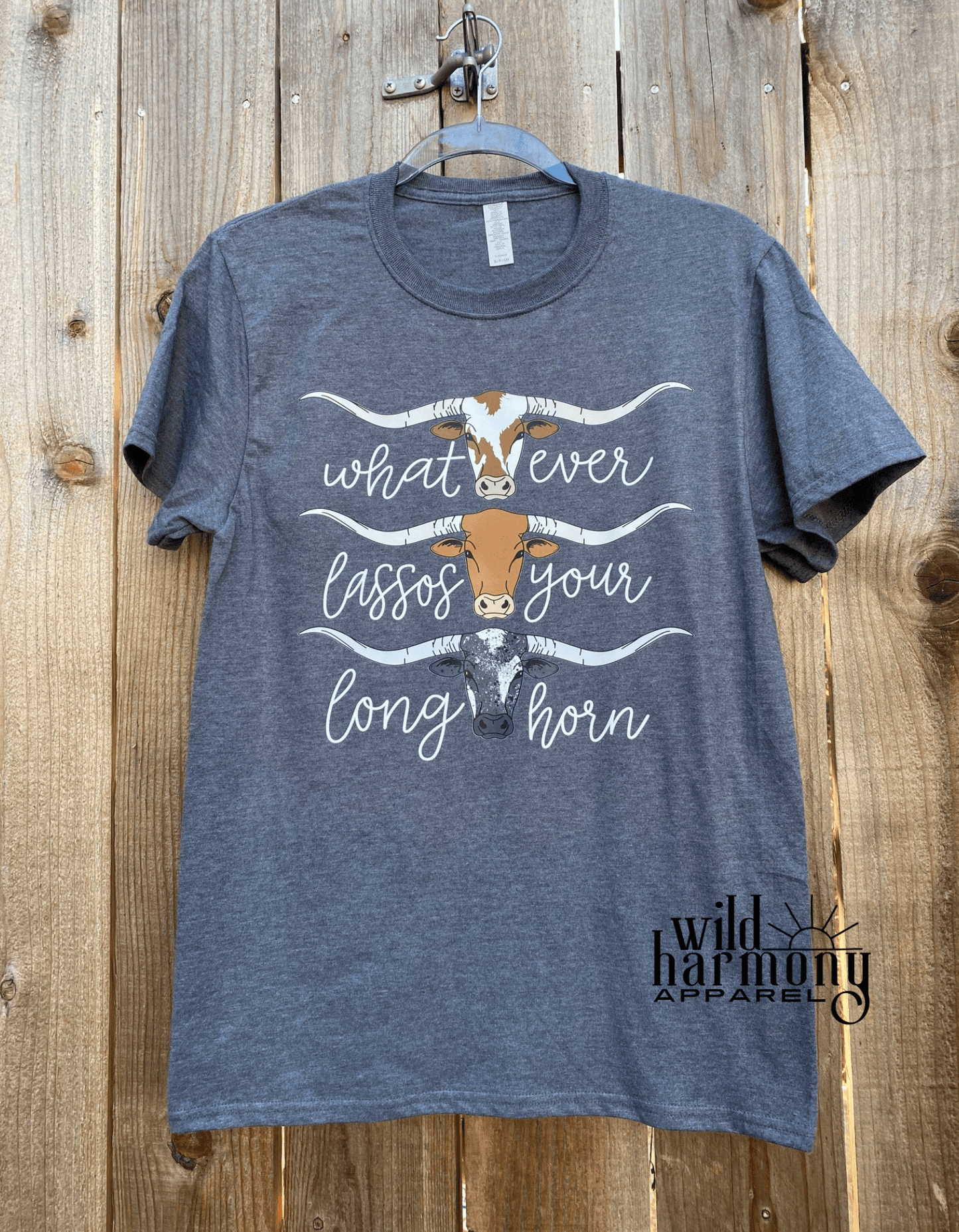 Whatever Lassos Your Longhorn Charcoal T-Shirt