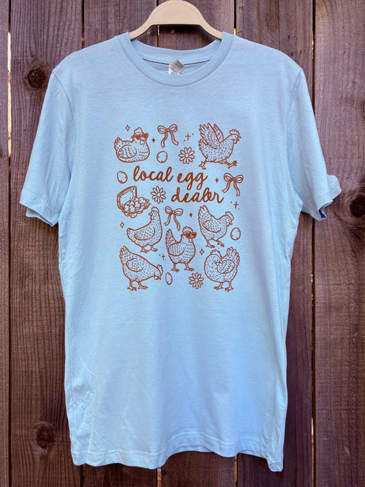 Local Egg Dealer with Chickens Misty Blue T-Shirt