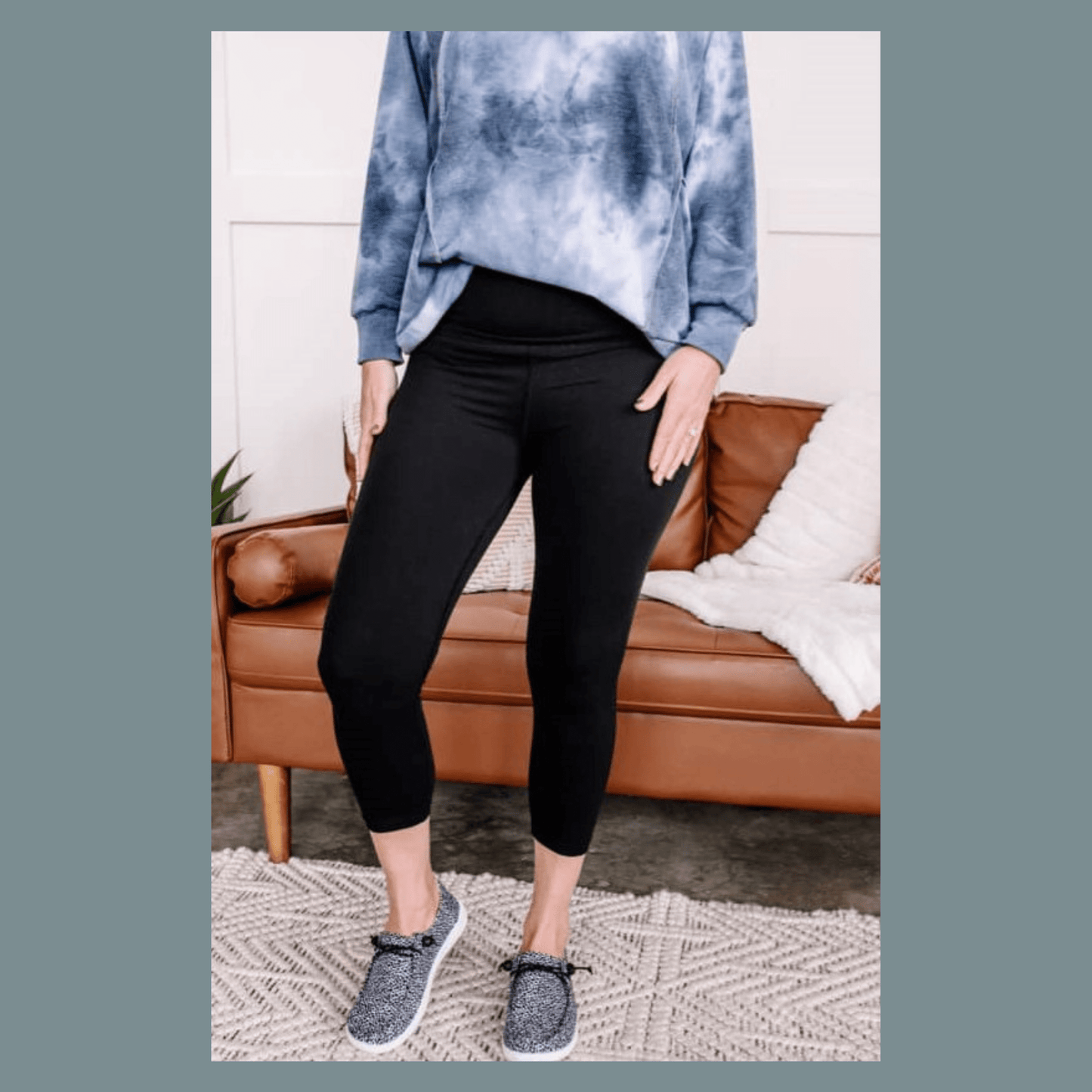 Anchors Away Black Capri Women's Leggings with Pockets