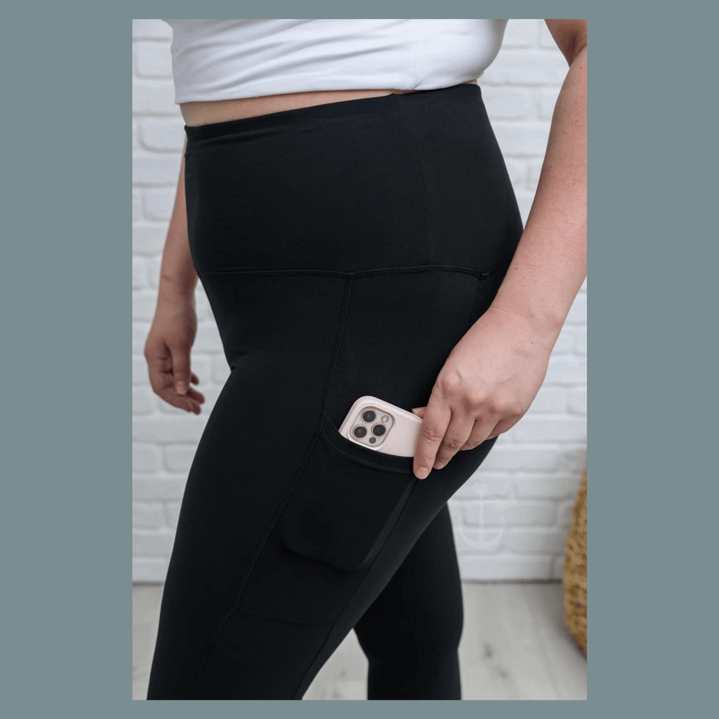 Anchors Away Black Capri Women's Leggings with Pockets