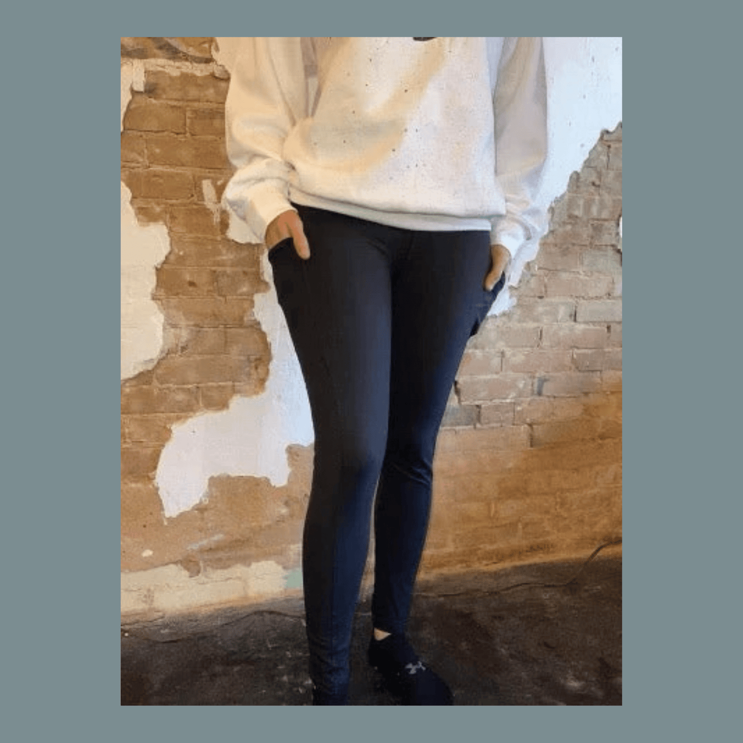 Anchors Away Black Full Length Women's Leggings with Pockets