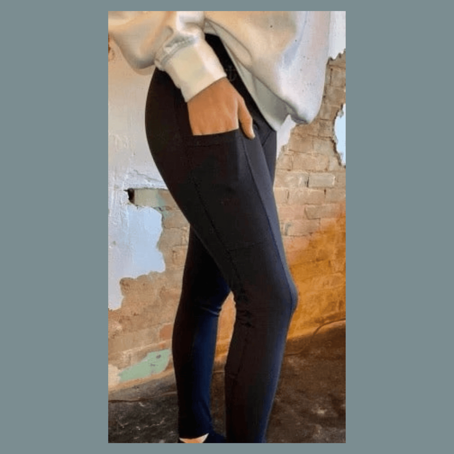 Anchors Away Black Full Length Women's Leggings with Pockets