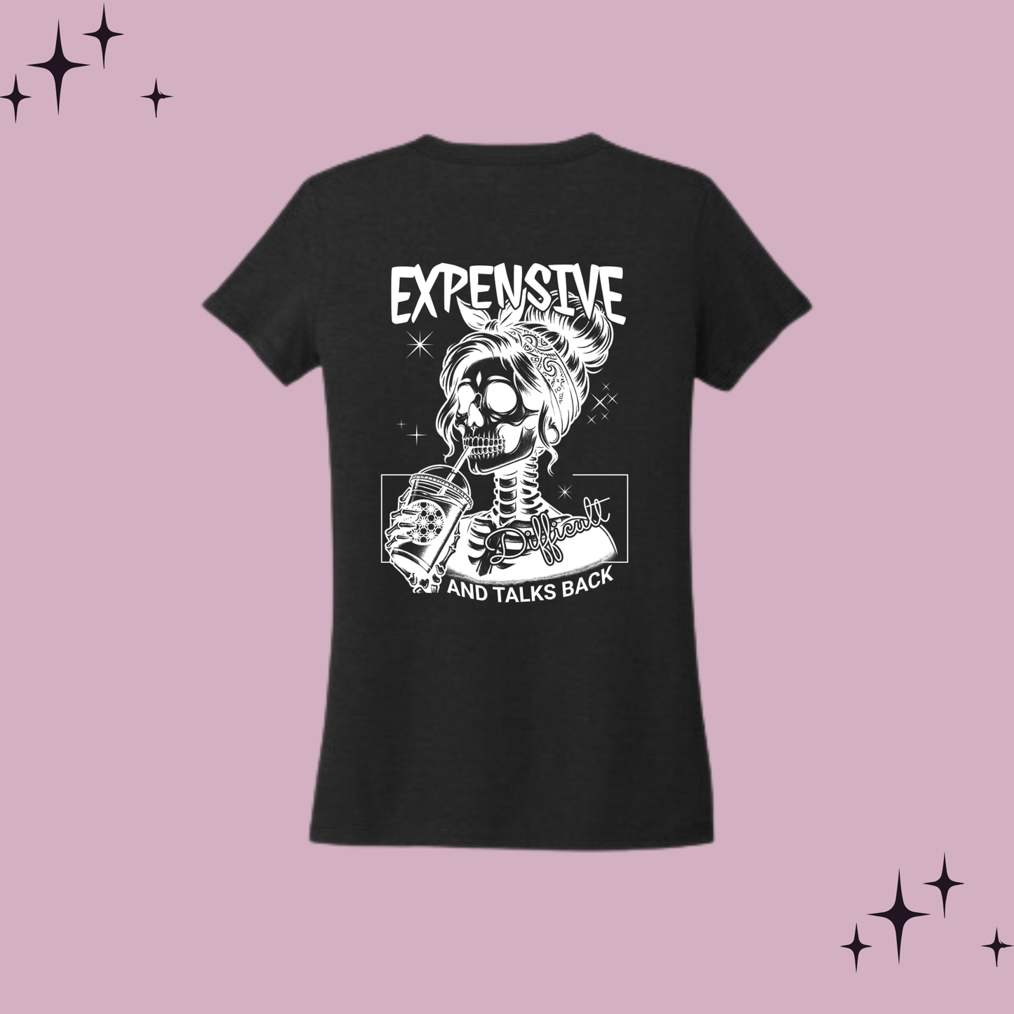 Expensive Difficult and Talks Back Black V-Neck T-Shirt