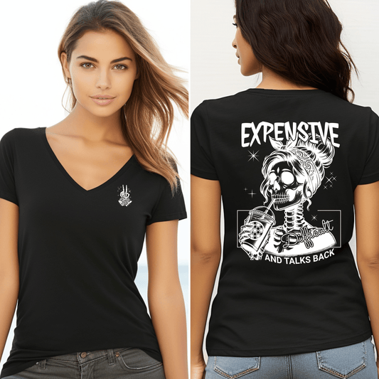 Expensive Difficult and Talks Back Black V-Neck T-Shirt