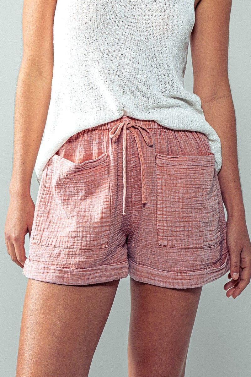 Mineral Washed Comfortable Cotton Women's Gauze Sienna Shorts