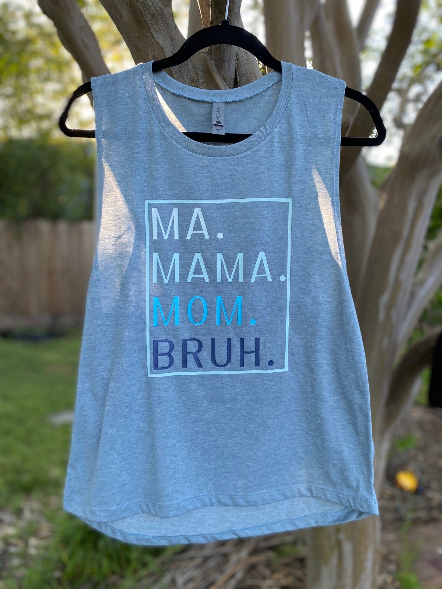 Ma Mama Mom Bruh Tank Top in Stonewashed Blue