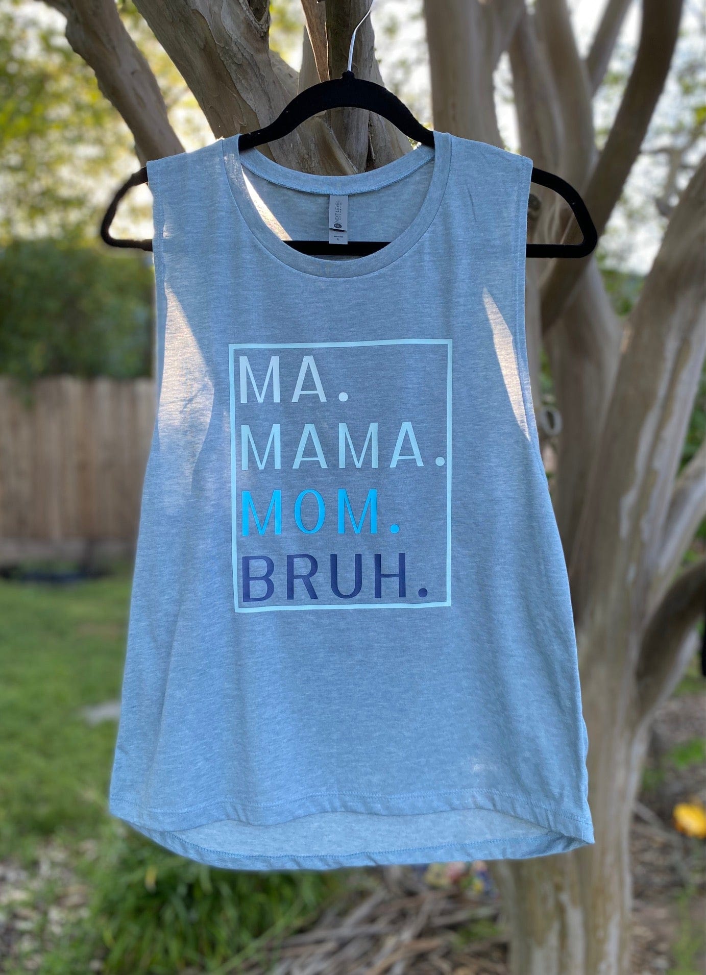 Ma Mama Mom Bruh Tank Top in Stonewashed Blue