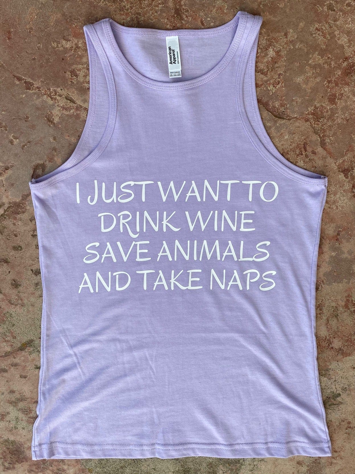 I Just Want To Drink Wine Save Animals And Take Naps Lilac Tank Top