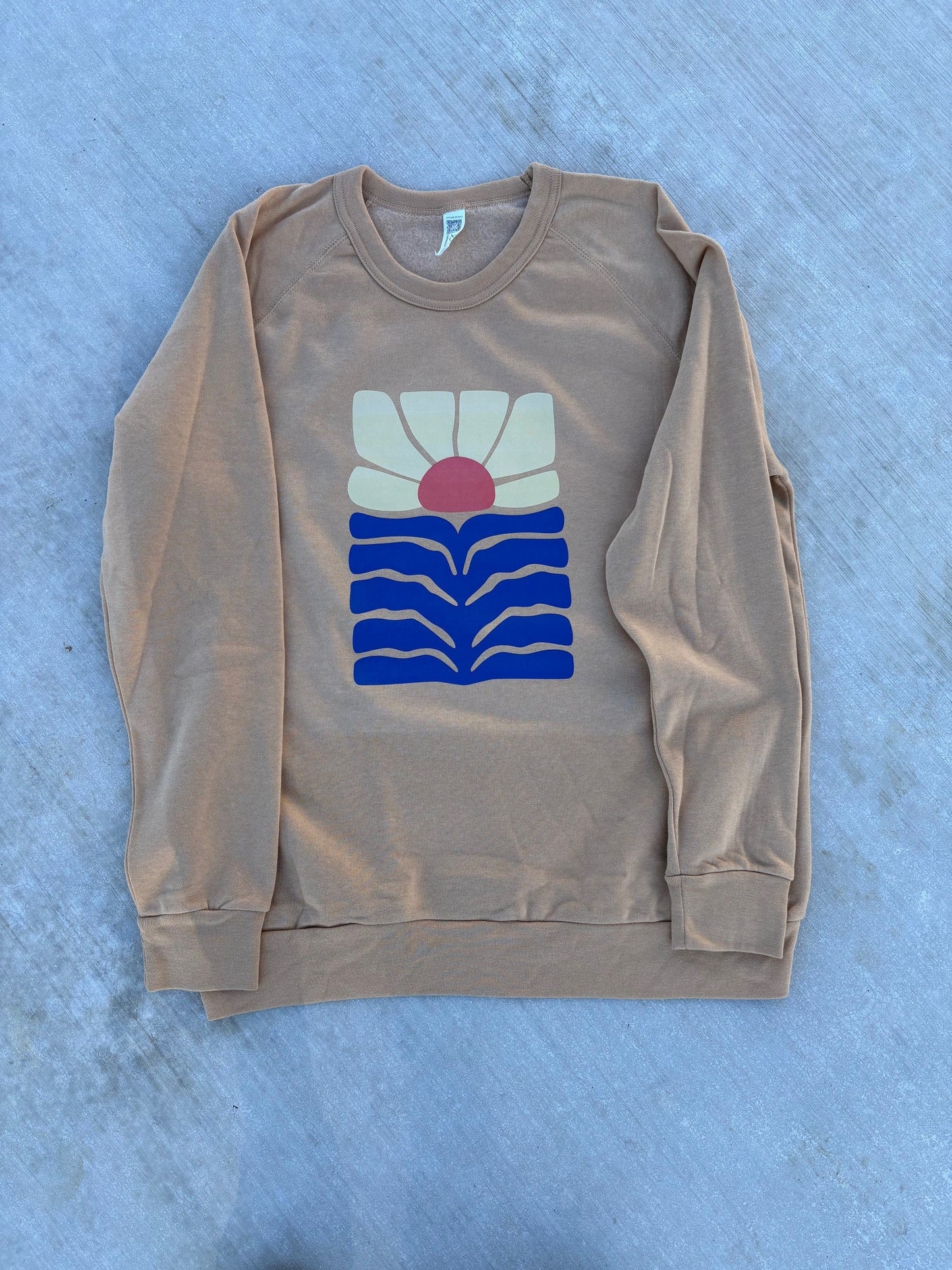 Mid Century Flower Tan Crewneck Sweatshirt