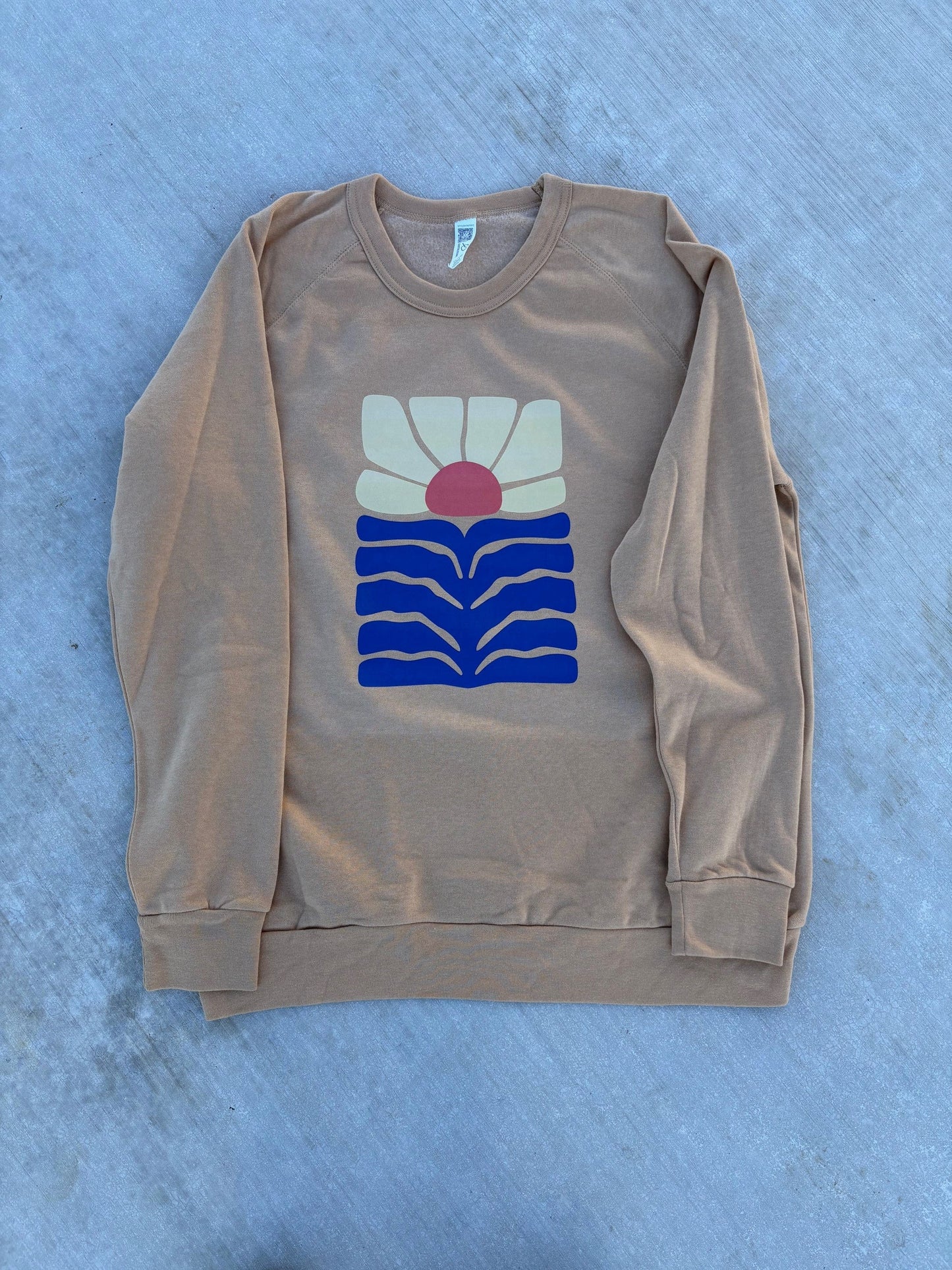 Mid Century Flower Tan Crewneck Sweatshirt