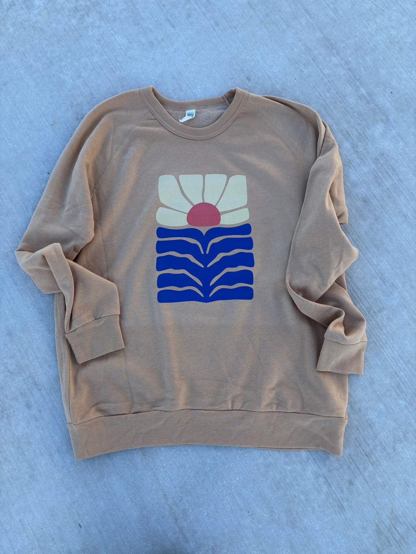 Mid Century Flower Tan Crewneck Sweatshirt