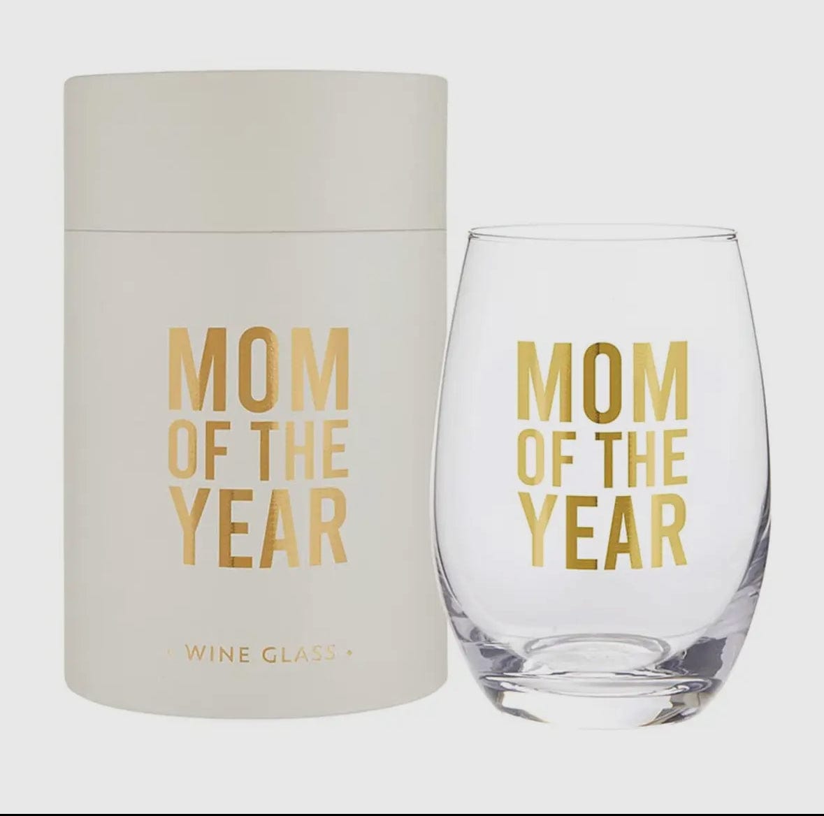Mom Of The Year Stemless Wine Glass
