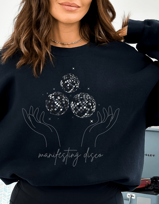 Manifesting Disco with Disco Balls Eco-Friendly Sweatshirt