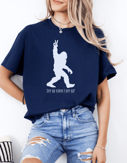 Big Foot "See ya when I see ya" Navy Blue Eco-Friendly T-Shirt