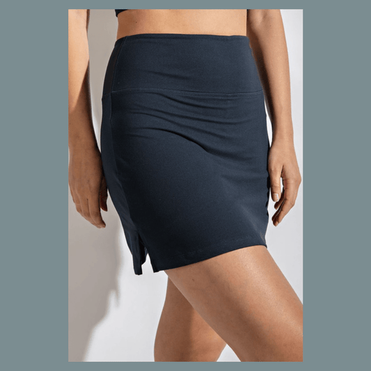 High Waist Shadow Black Spandex Skort with Pockets - Summer Mini