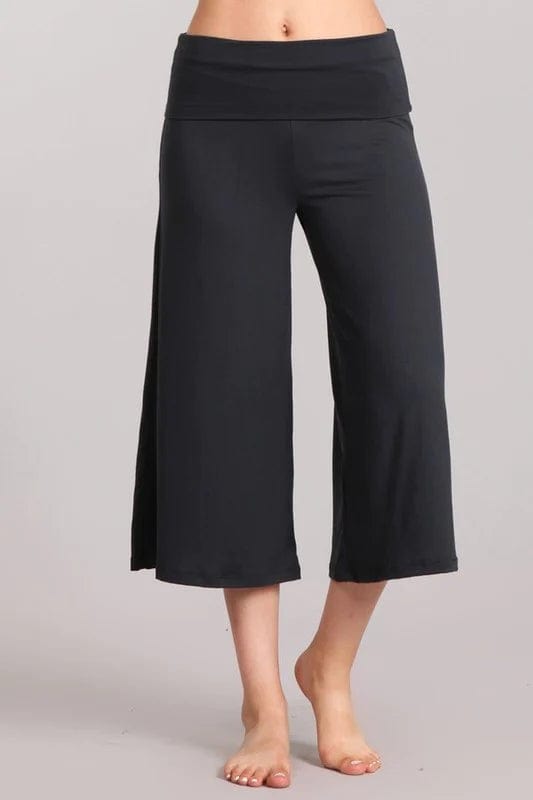 Dark Grey Wide Leg Gaucho Capri Pants