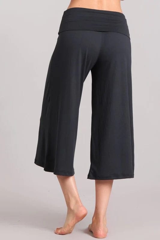 Dark Grey Wide Leg Women's Soft Gaucho Capri Pants - Summer Vacation