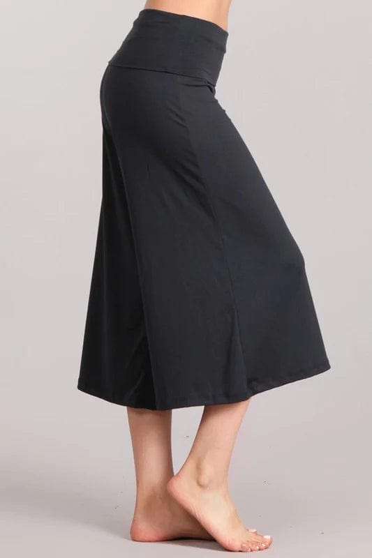 Dark Grey Wide Leg Women's Soft Gaucho Capri Pants - Summer Vacation