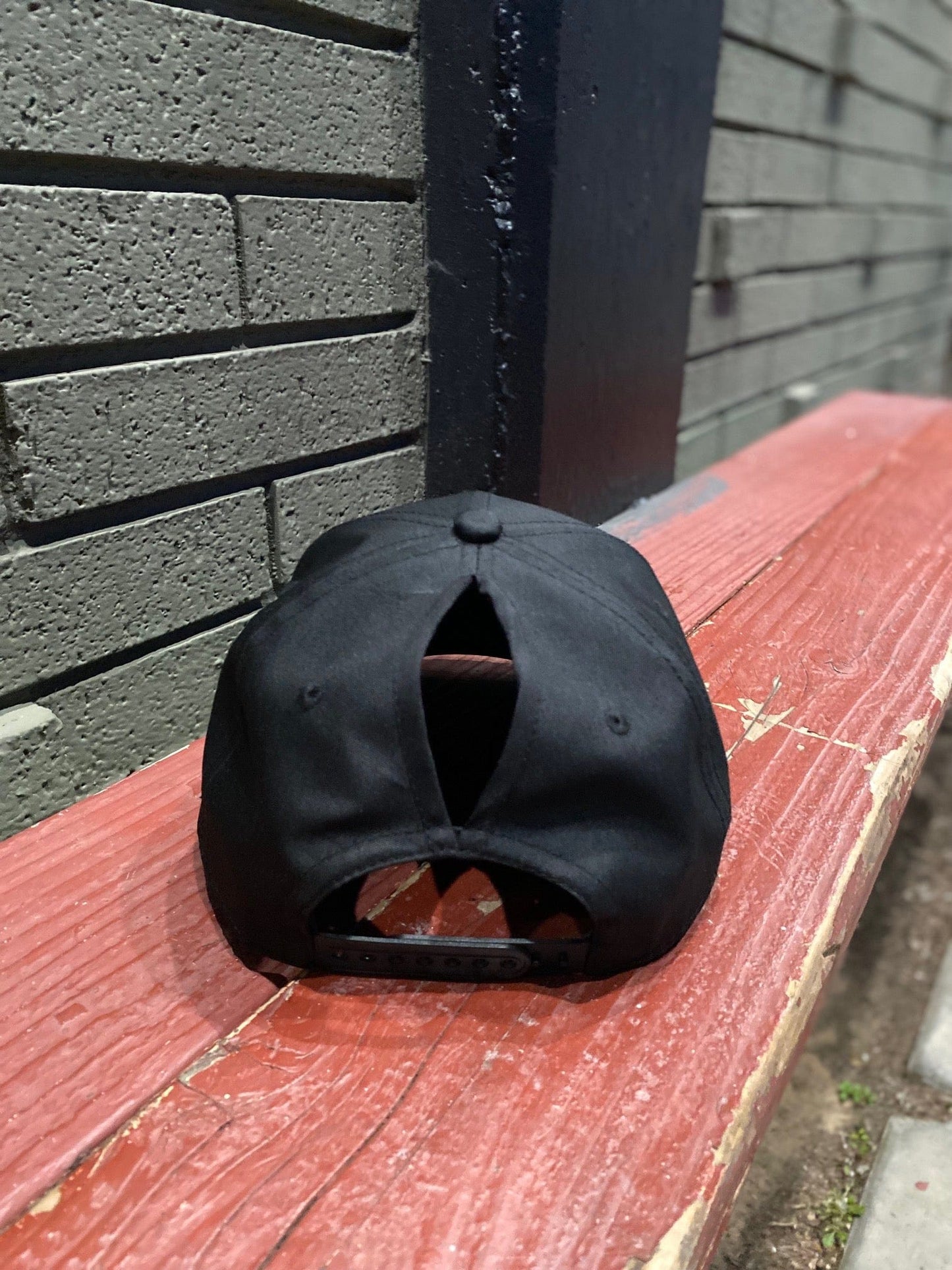 Positive Vibes Only Embroidered Black Ponytail Baseball Hat