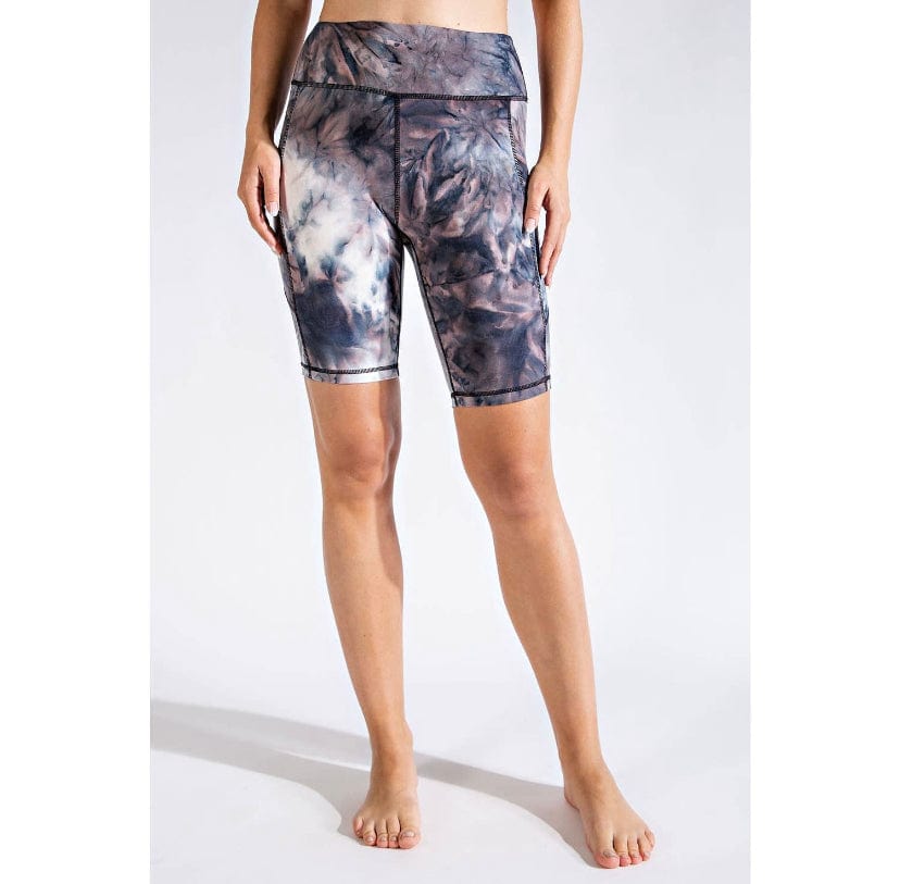 Marble Tie Dye Biker Shorts with Pockets