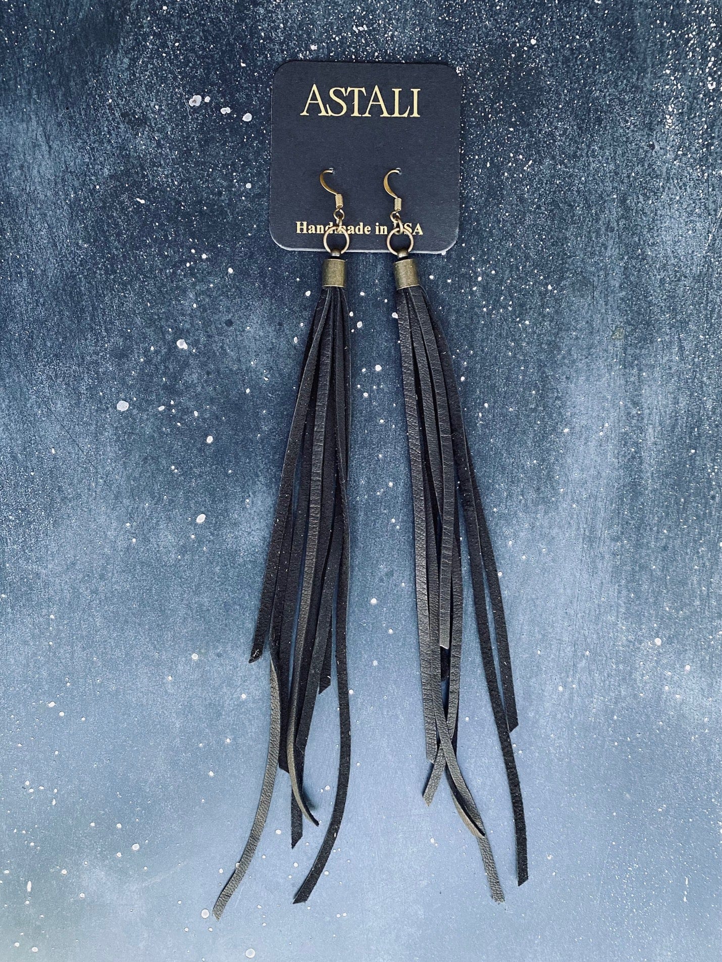 Handmade Red or Black Deerskin Leather Tassel Earrings