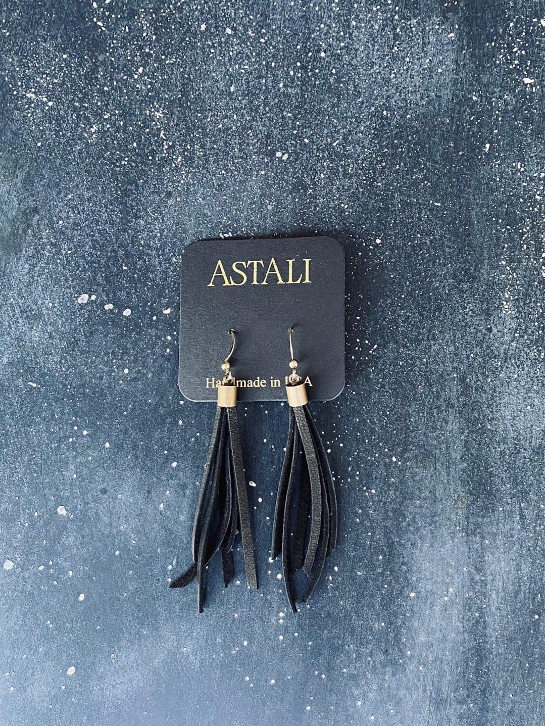 Handmade Black Deerskin Leather Mini Tassel Earrings
