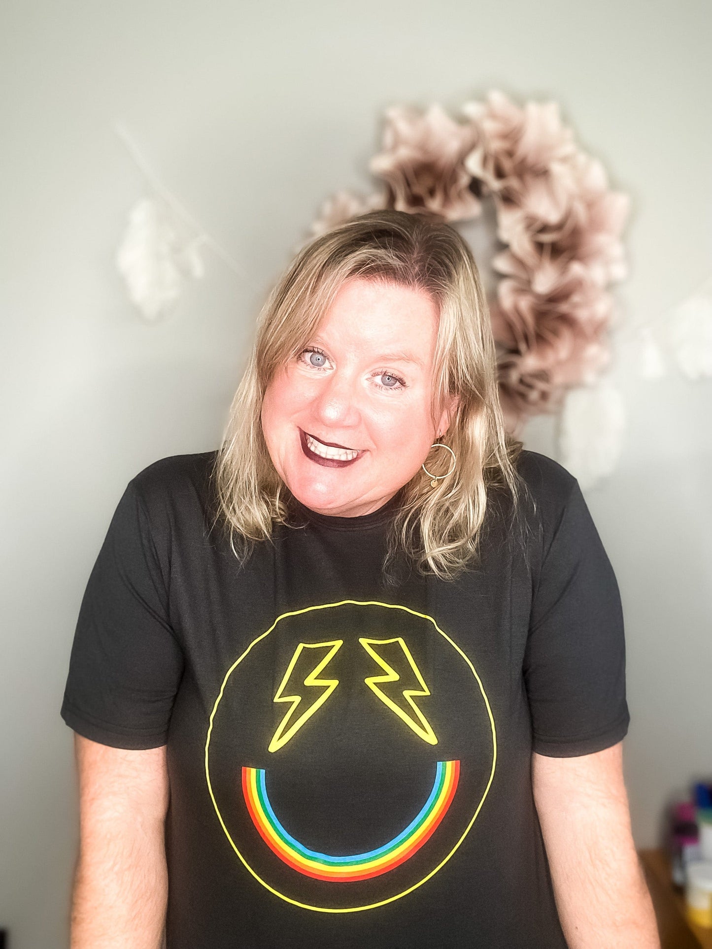 Rainbow Lightning Bolt Happy Eco-Friendly, Fair Trade Charcoal T-Shirt