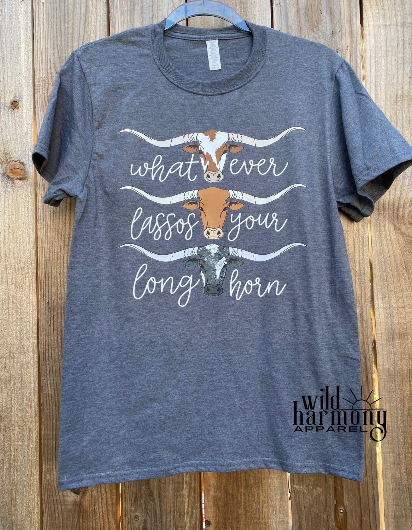 Whatever Lassos Your Longhorn Charcoal T-Shirt