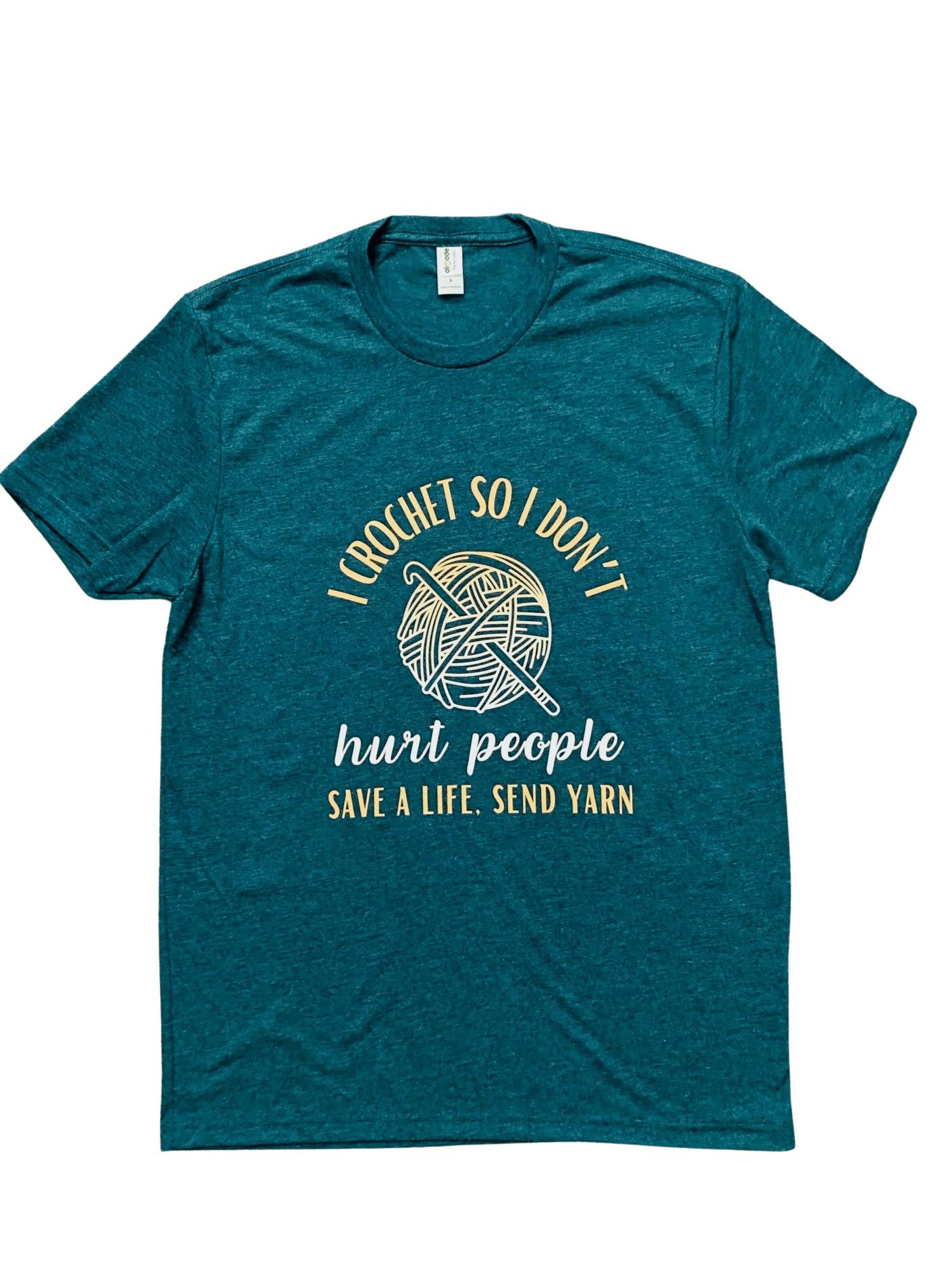 I Crochet So I Don't Hurt People on Sea Green T-Shirt