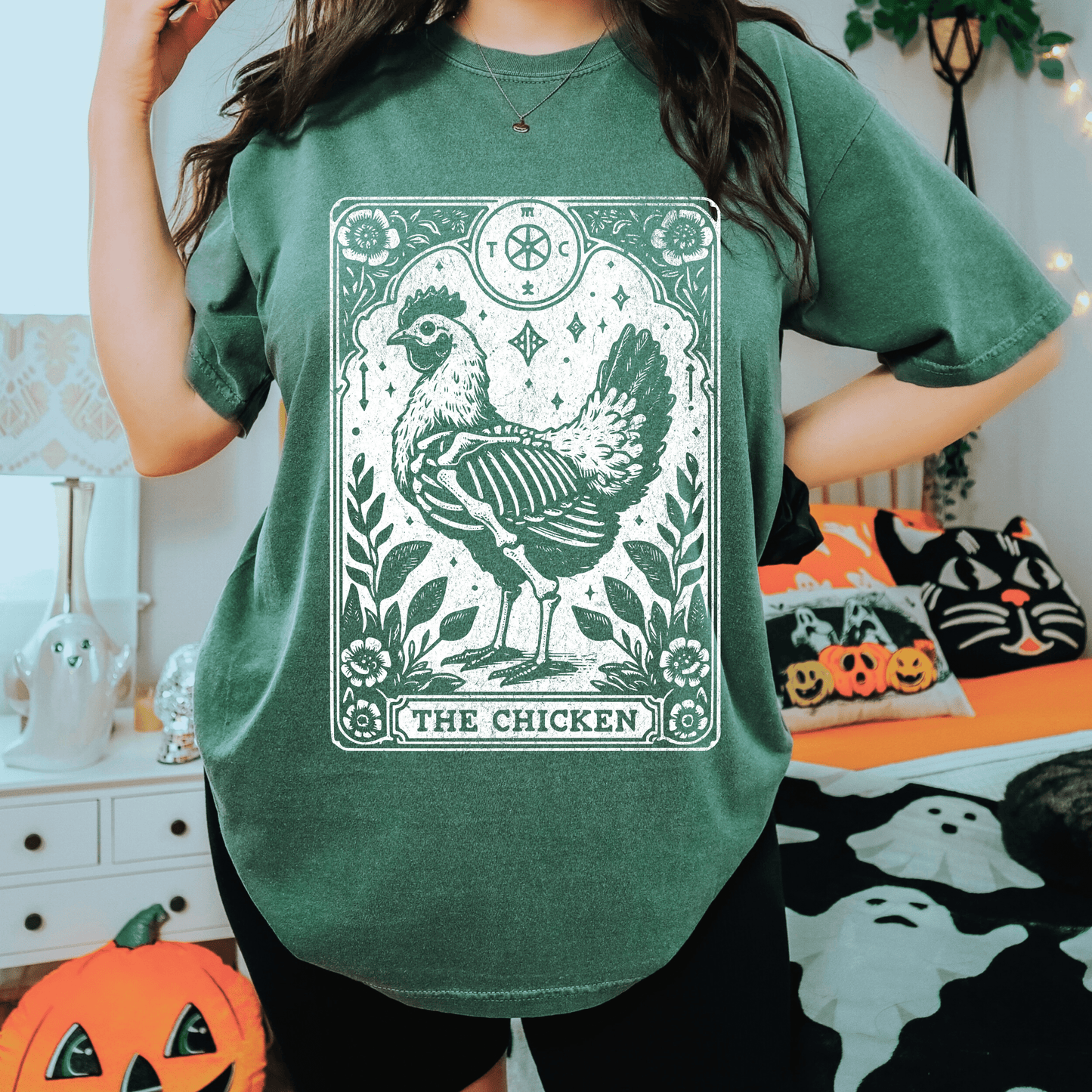 The Chicken Tarot on Cactus Green T-Shirt or Black Sweatshirt