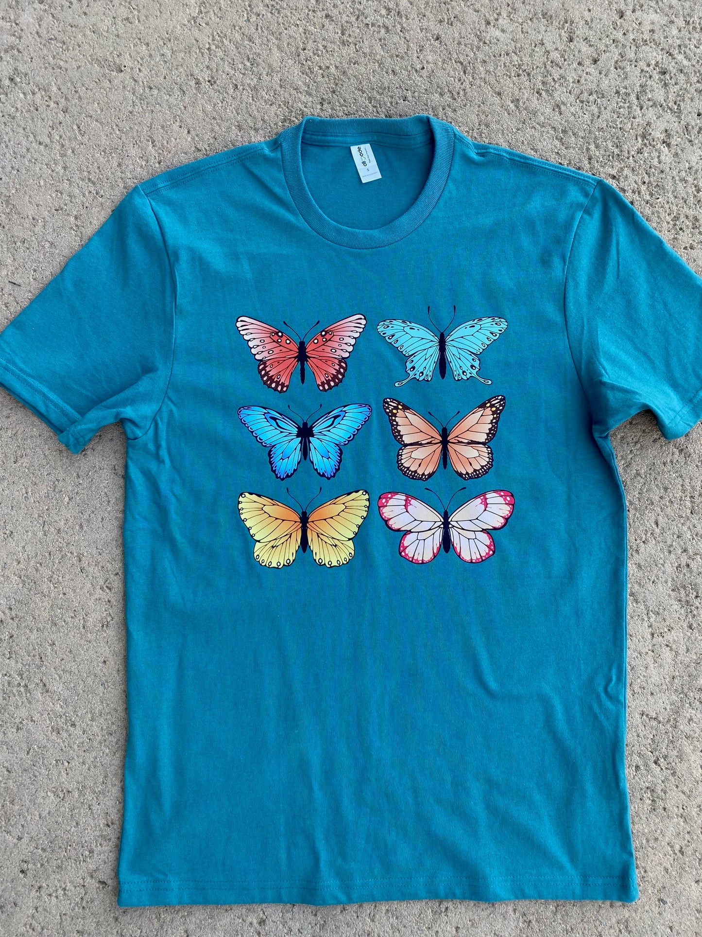 Butterflies on an Oceanic Teal Eco-Friendly T-Shirt