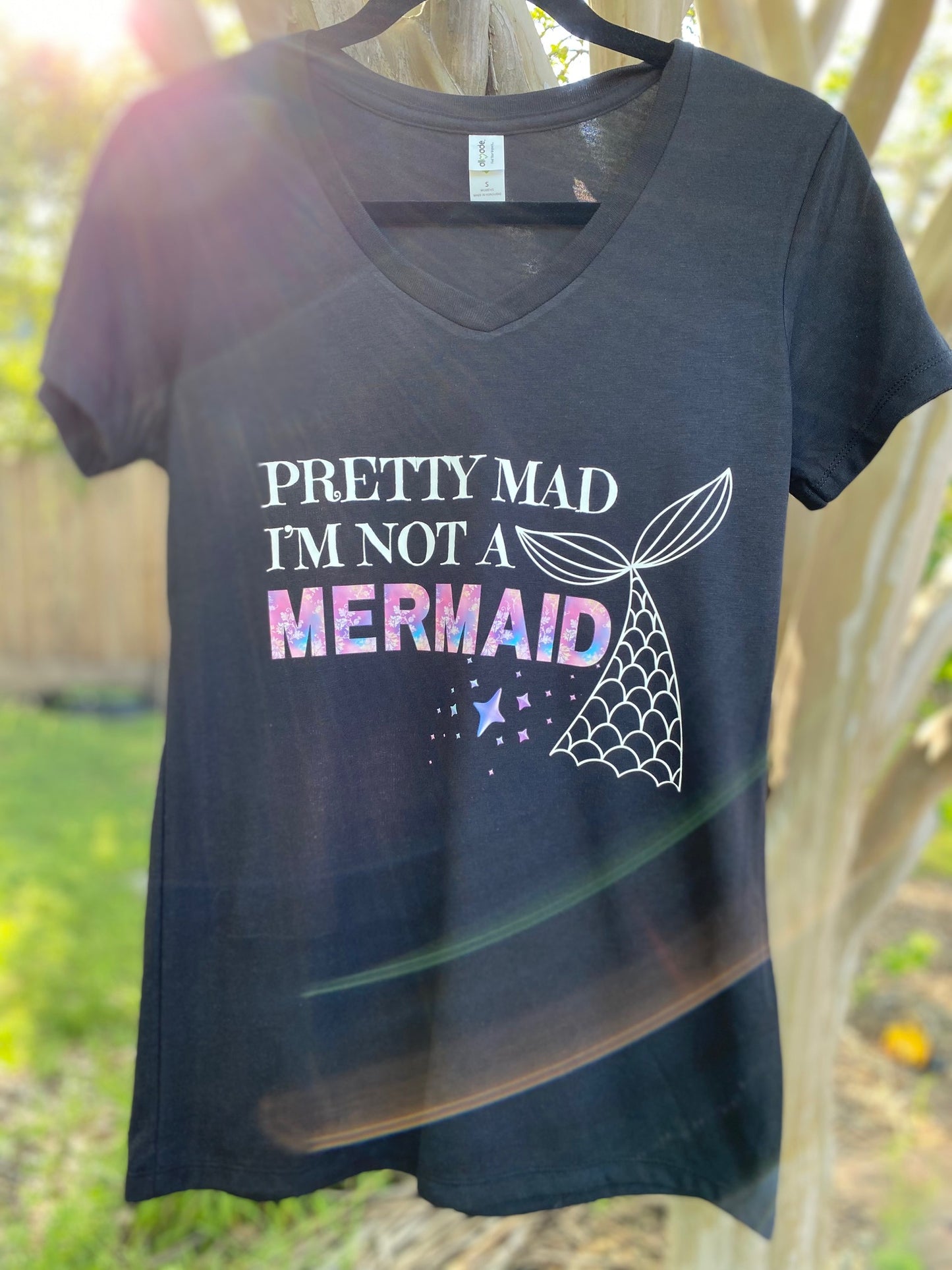 Pretty Mad I'm Not A Mermaid Black V-Neck T-Shirt