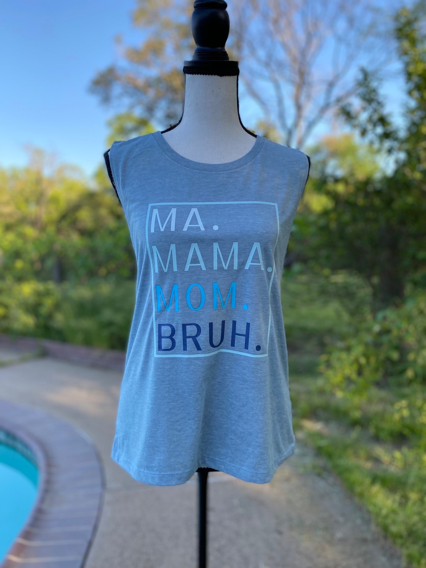 Ma Mama Mom Bruh Tank Top in Stonewashed Blue