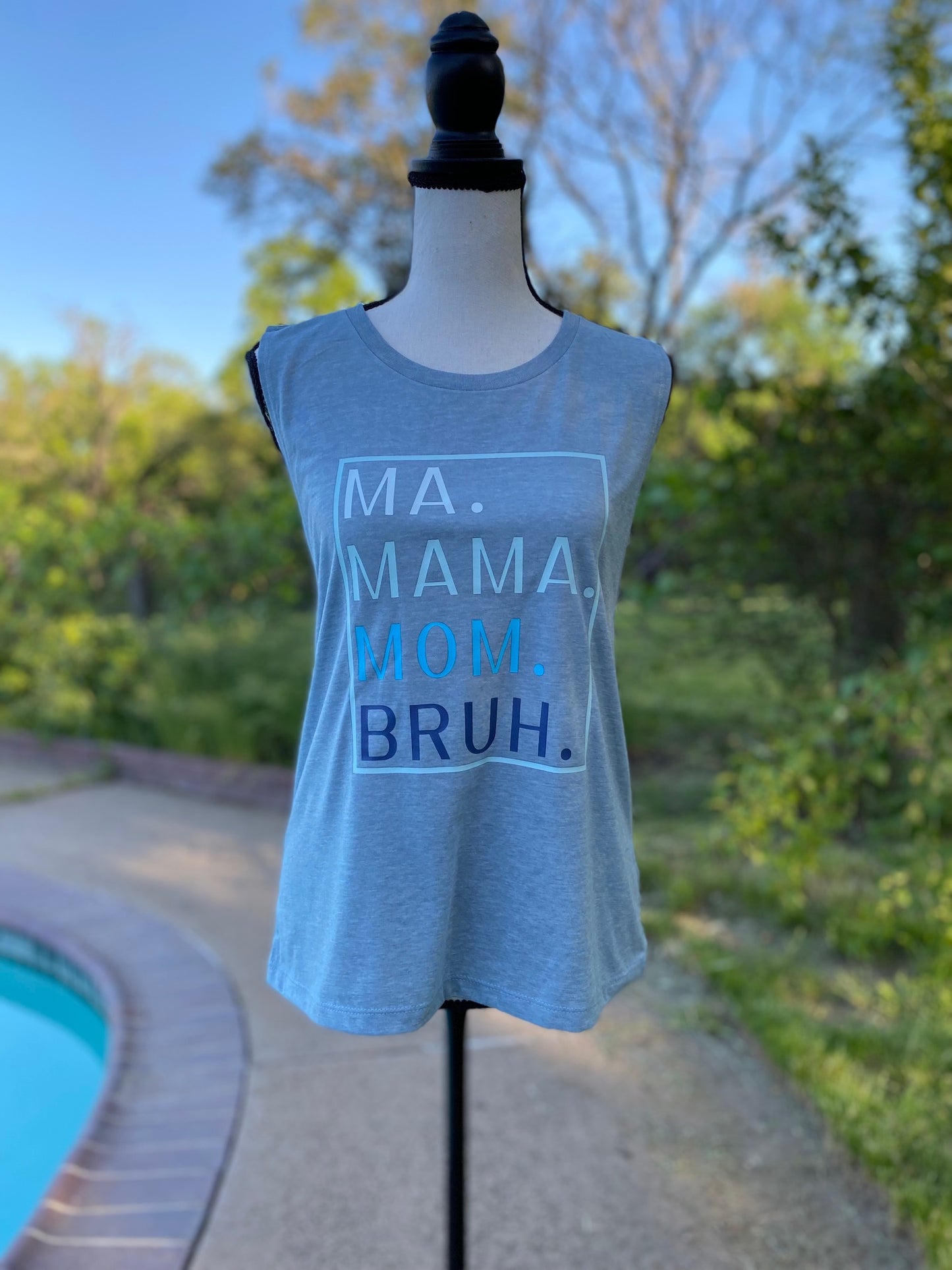 Ma Mama Mom Bruh Tank Top in Stonewashed Blue