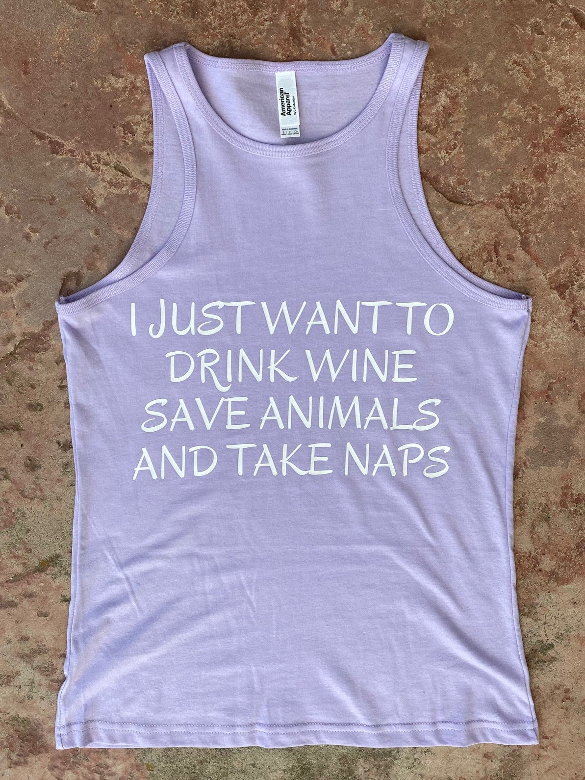 I Just Want To Drink Wine Save Animals And Take Naps Lilac Tank Top