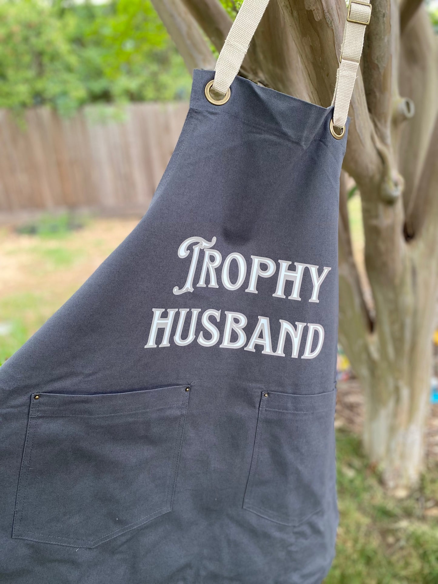 Trophy Husband Full Length Magnet and Stone Apron