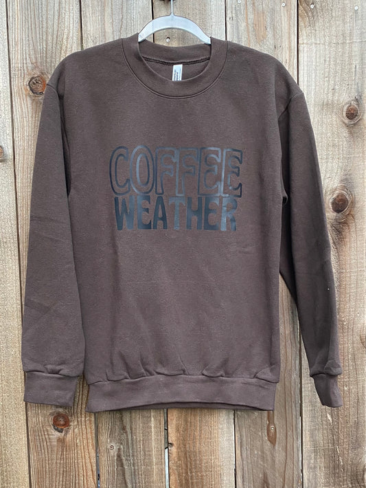 Coffee Weather Brown Fleece Sweatshirt