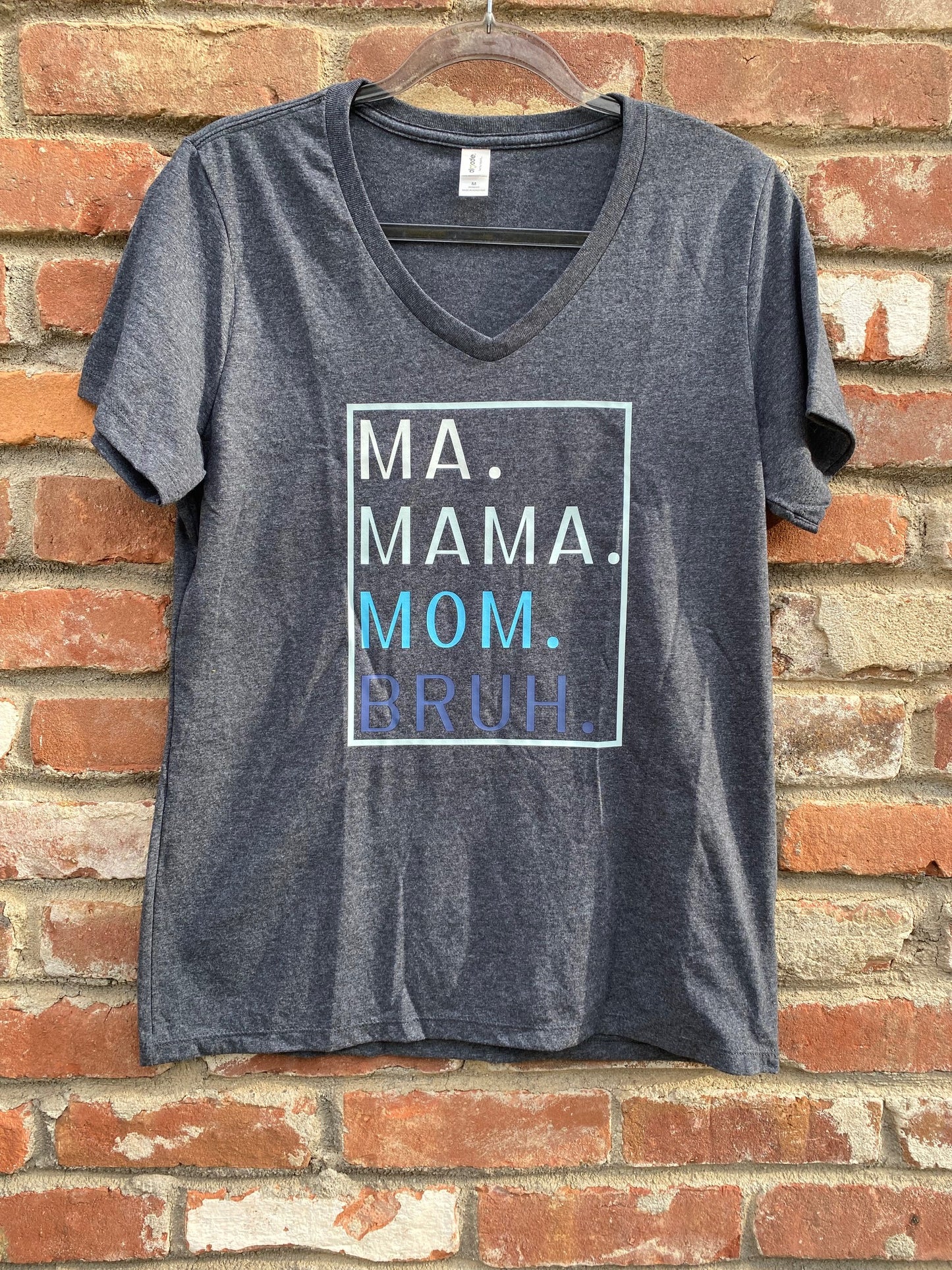 Ma Mama Mom Bruh Heathered Charcoal Recycled V-neck T-Shirt
