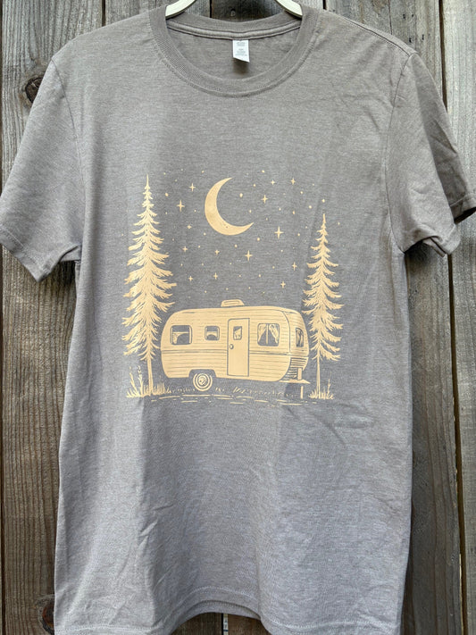 Scenic Camping Nights Sandstone Brown T-Shirt
