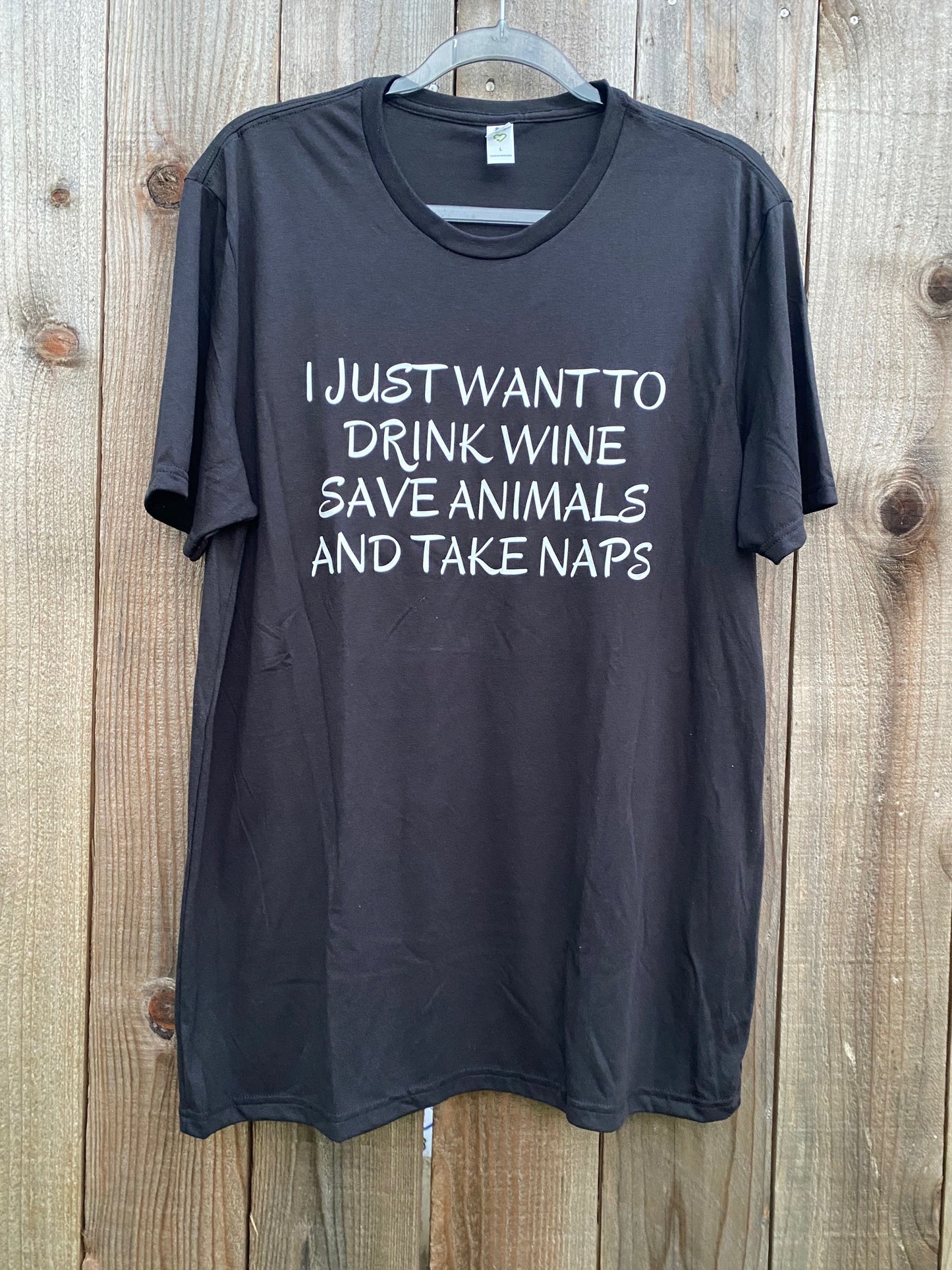 Save Animals and Take Naps Black Eco-Friendly T-Shirt
