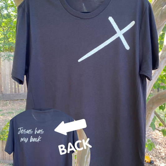 Jesus Has My Back Black Sustainably Made T-Shirt