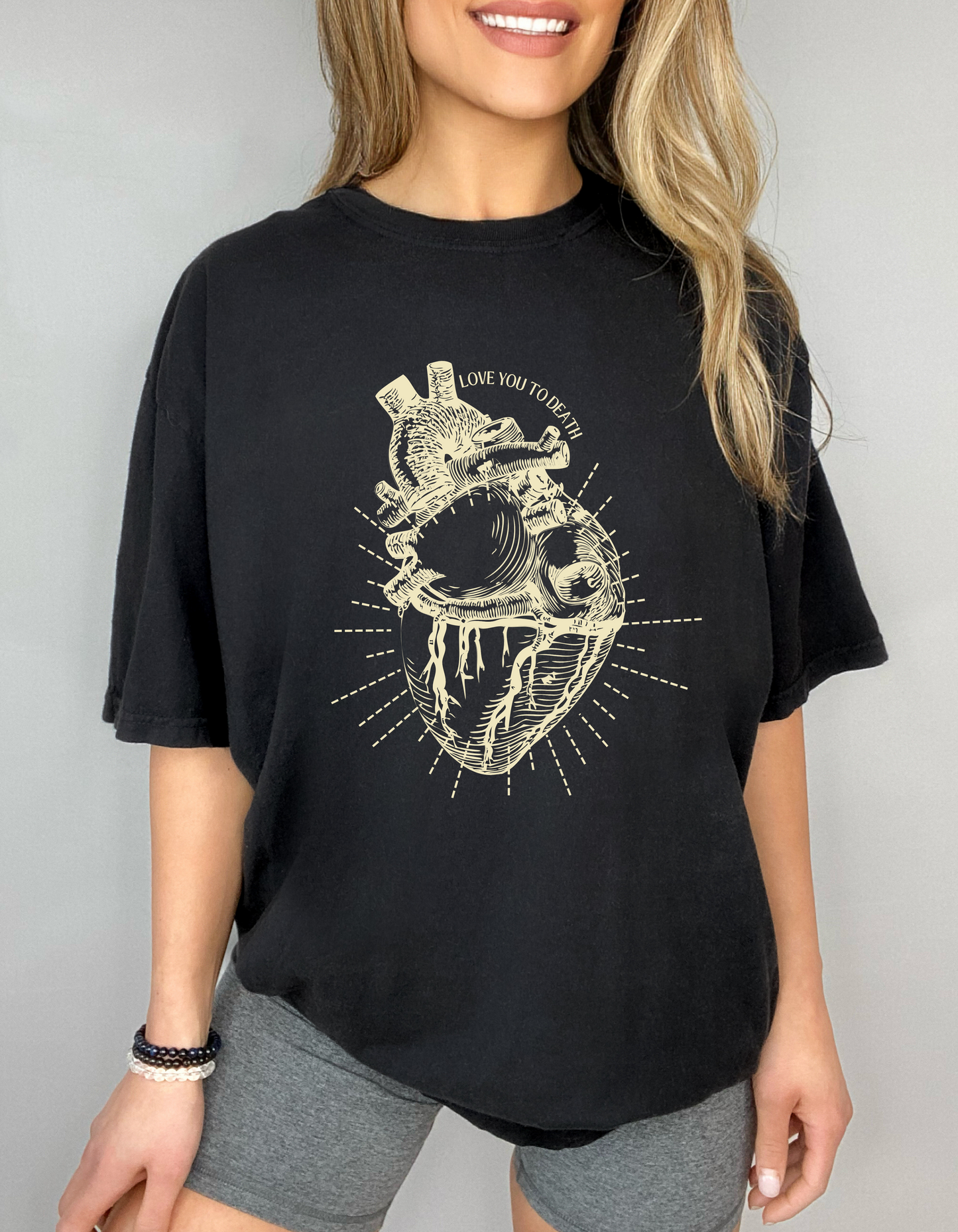 LOVE YOU TO DEATH Human Heart Black Sustainably Made T-Shirt