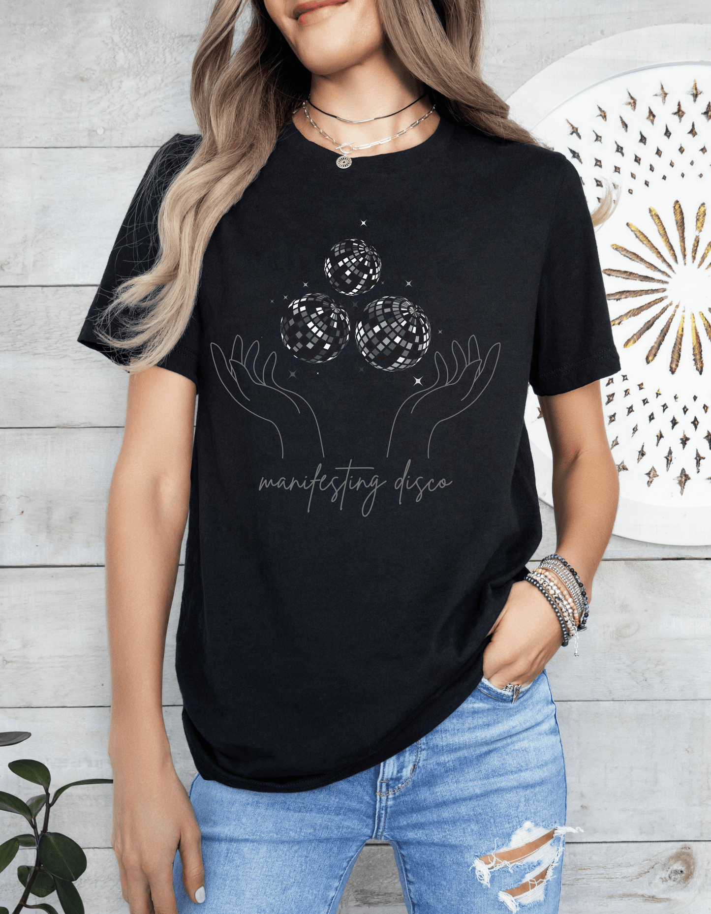 Manifesting Disco Black Eco-Friendly Short Sleeve T-Shirt