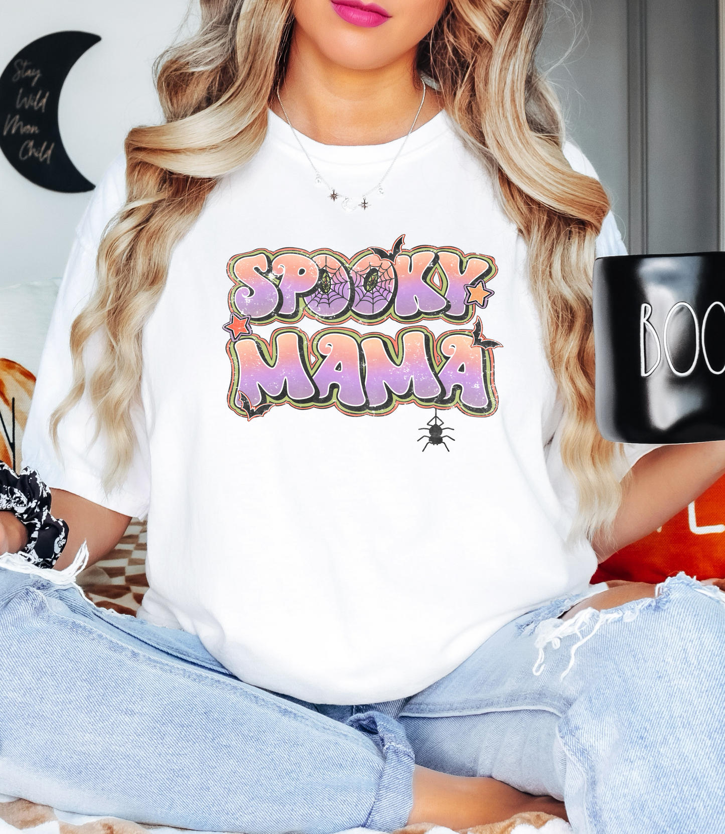Spooky Mama White Sustainably Made T-Shirt