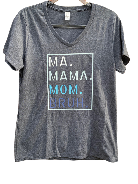 Ma Mama Mom Bruh Heathered Charcoal Recycled V-neck T-Shirt