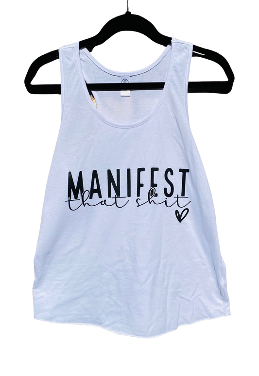 Manifest that _ White Racer Back Sustainably Made Tank Top