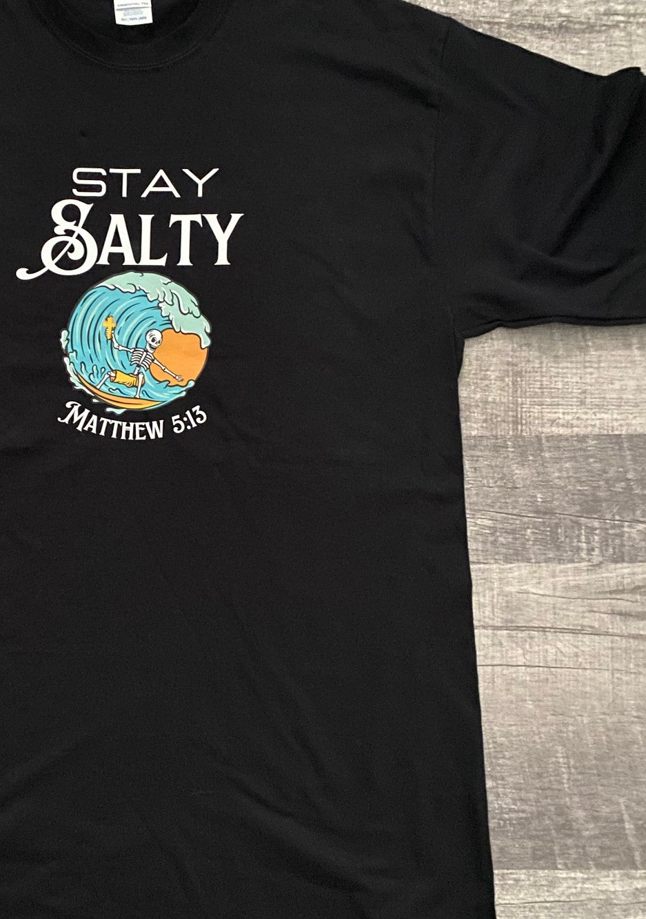 Stay Salty Surfing Skeleton Black Eco-Friendly Comfortable Unisex T-Shirt