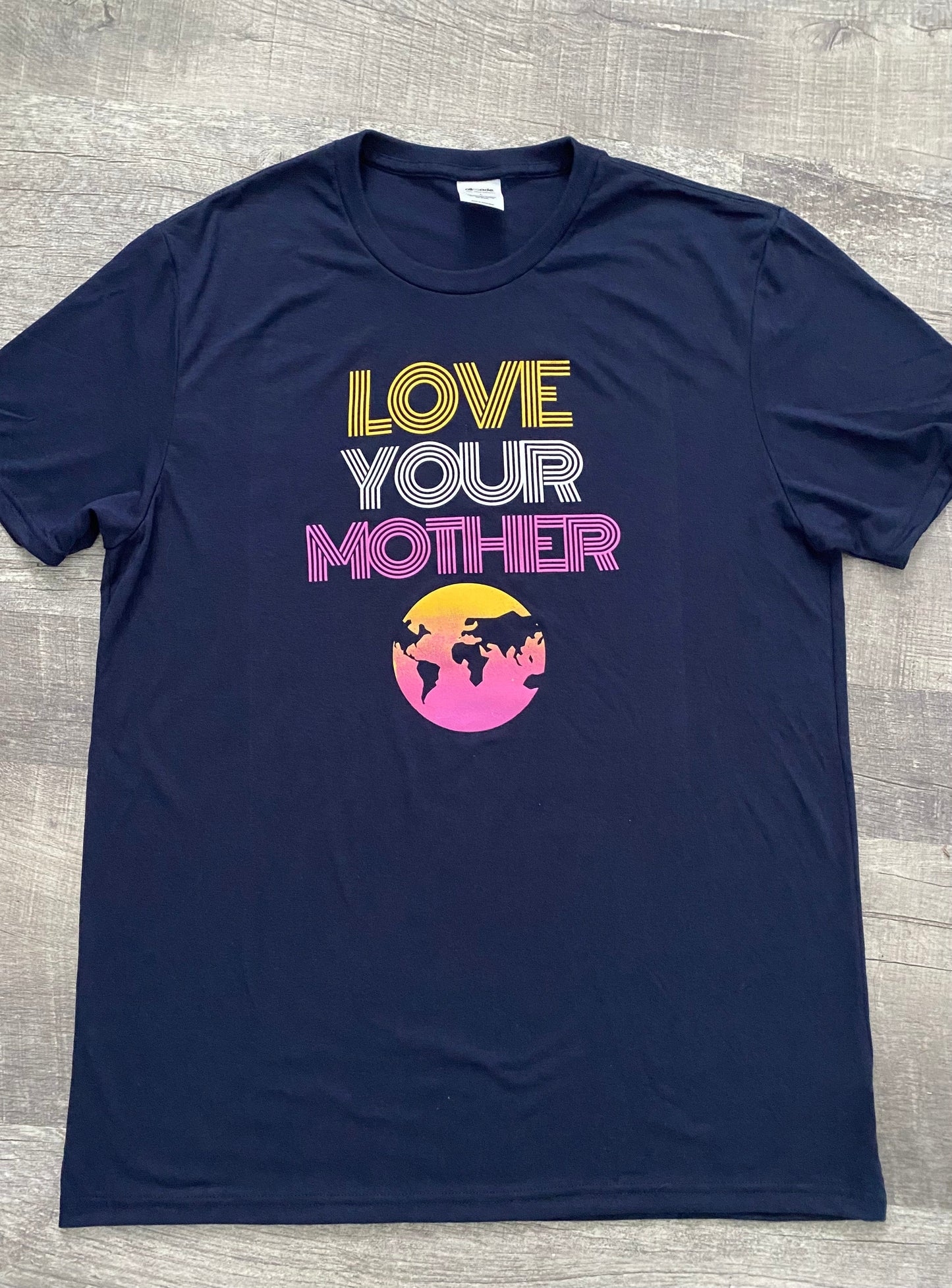 Love Your Mother Earth on Navy Eco-Friendly T-Shirt