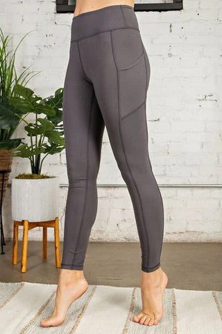 Smoky Grey Buttery Soft Leggings with Pockets